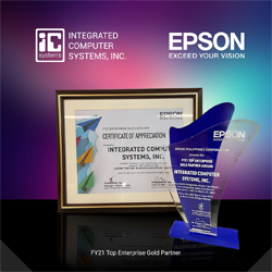 ICS receives Epson Top Enterprise Gold Partner Award